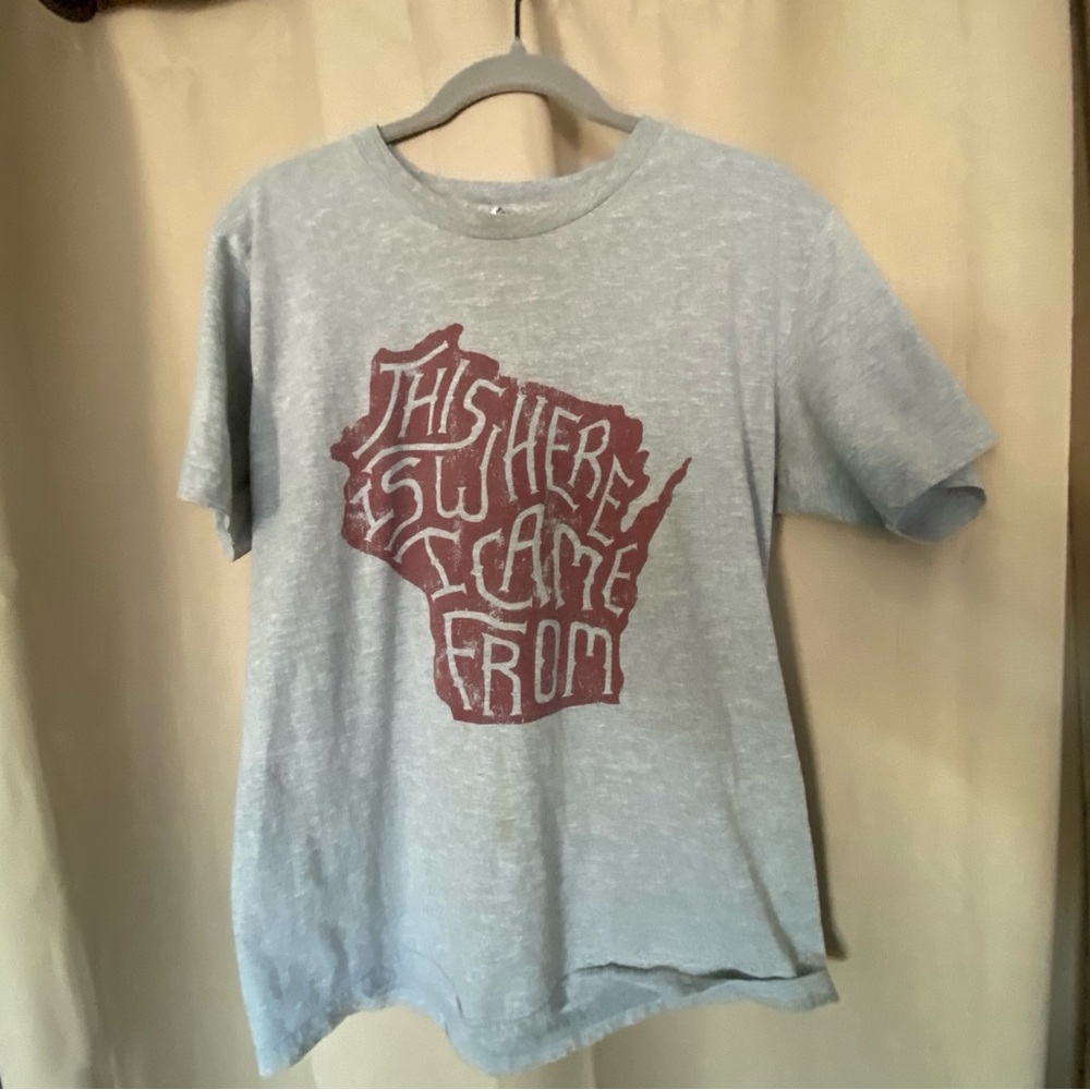 Men’s Large T-shirt graphic vintage Wisconsin pride Zac Jacobson artist unique